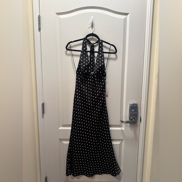 Nia Women's La Brea Polka Dot Halter Neck Slipdress in Black Size S NWT - Picture 6 of 8